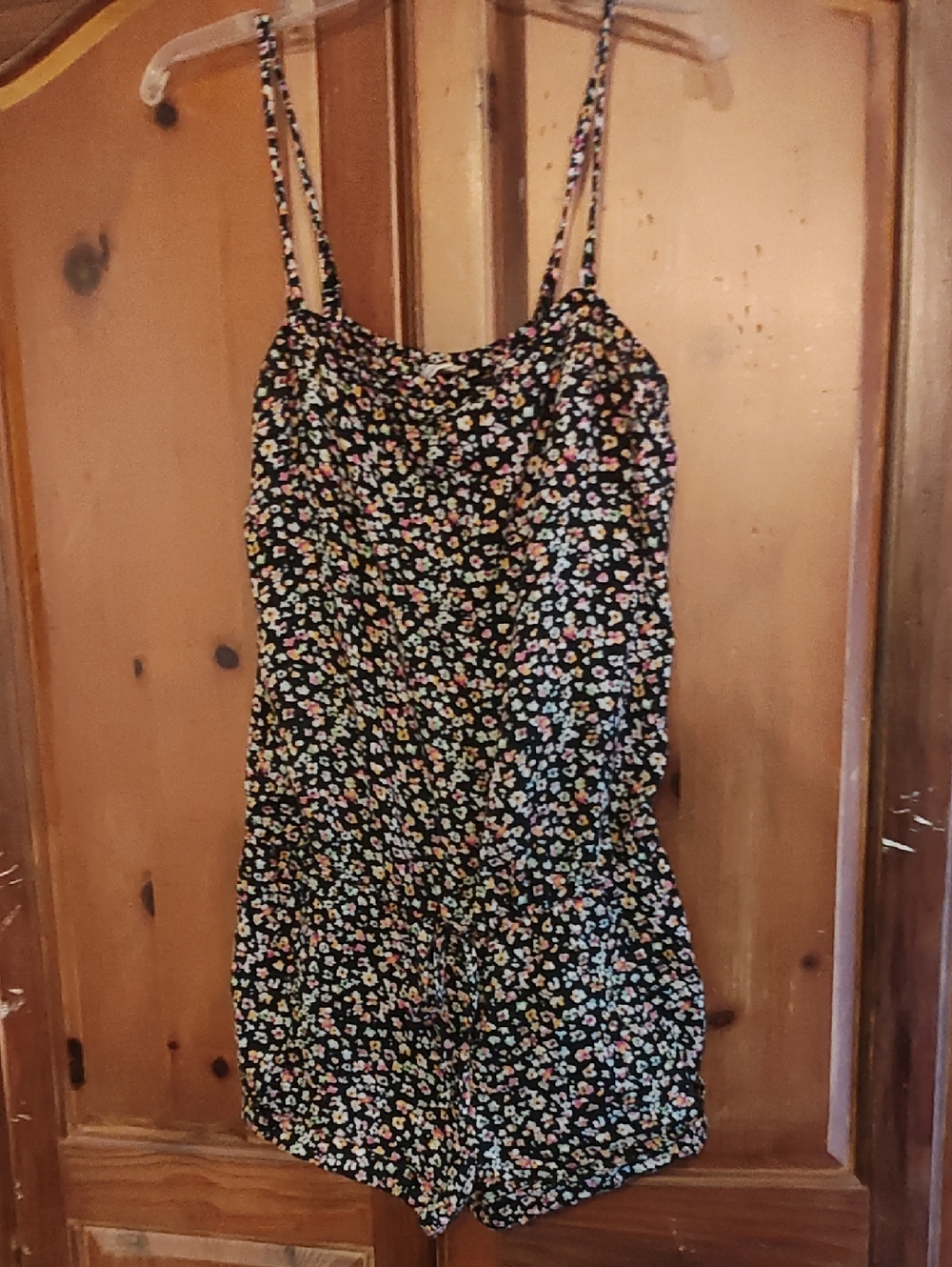 PINK Victoria's Secret Black Floral Romper
